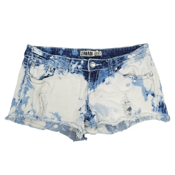 Zanadi Denim Jean Shorts Junior Size 11 Cutoff Hot Pants Booty Shorts Rhinestone - Picture 1 of 6